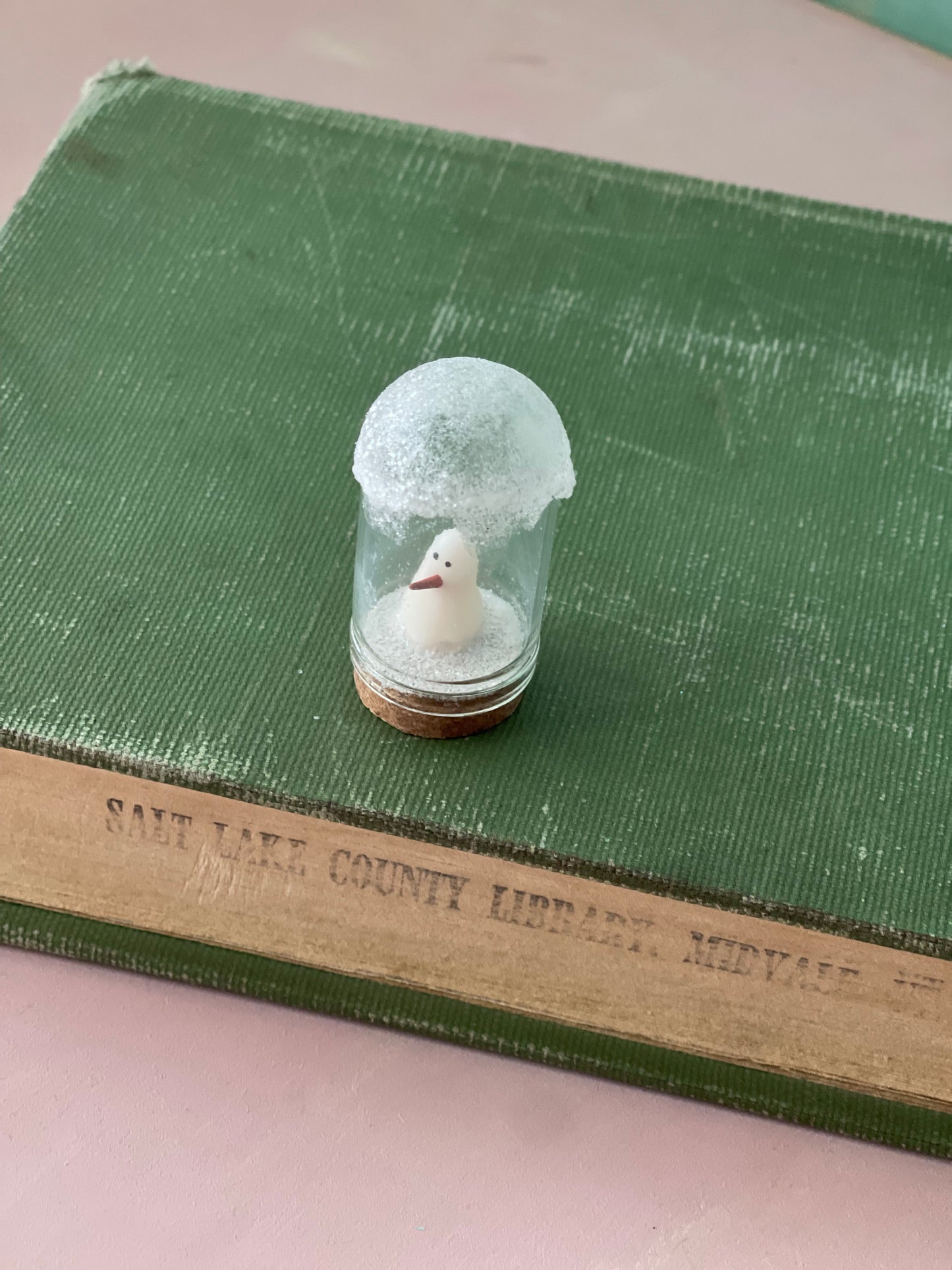 Ice Topped Snowman Ghost in Glass Cloche | Adopt-a-ghost