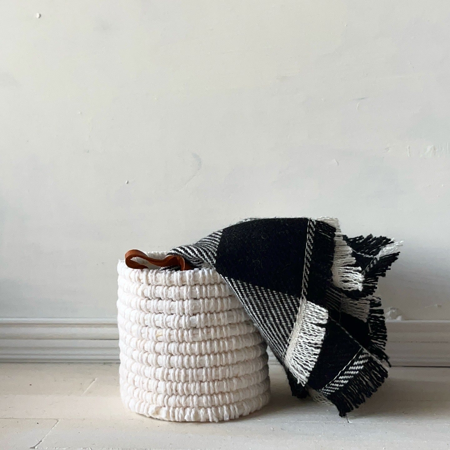Mini black and white plaid blanket