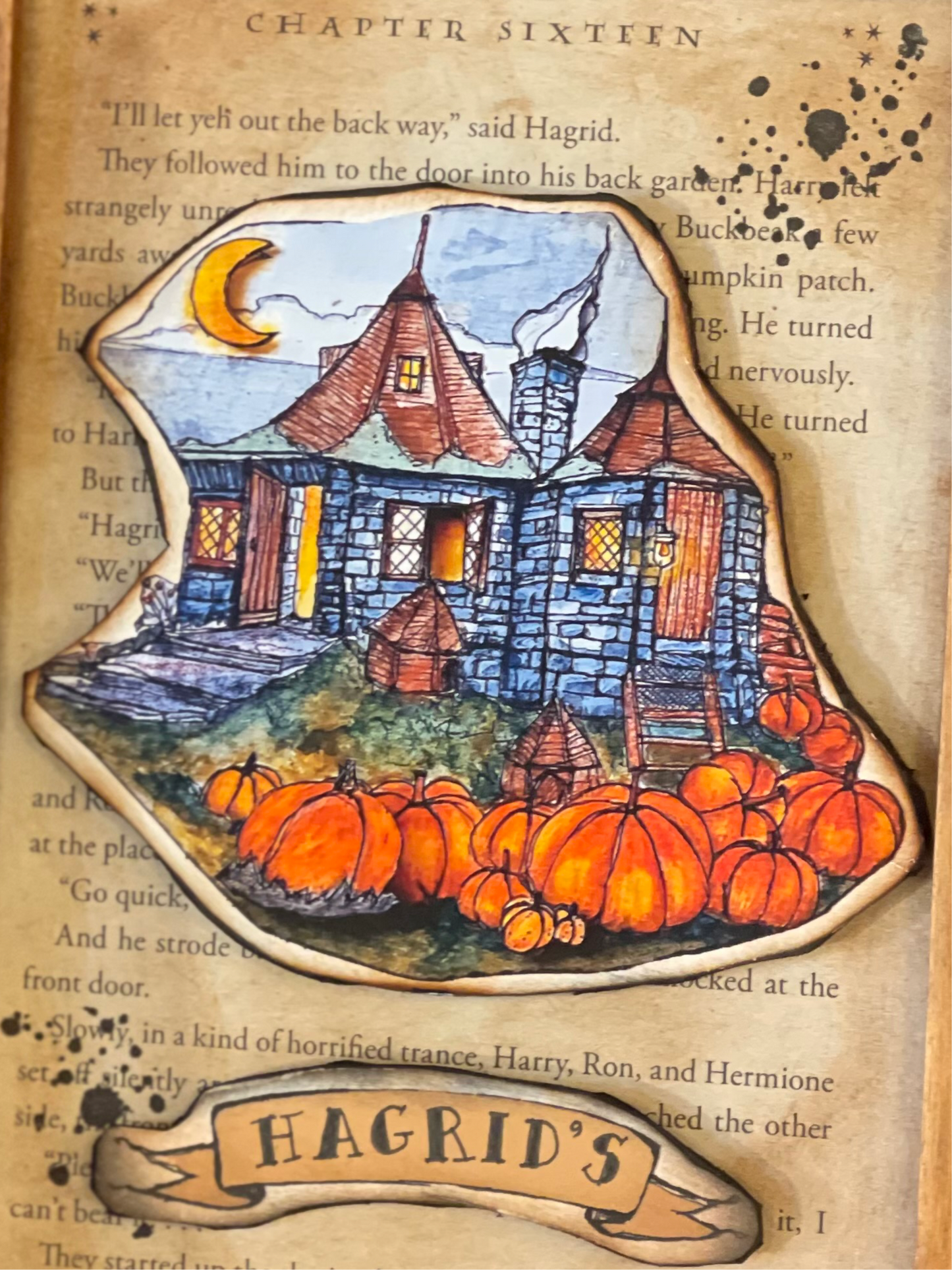 Hagrid's Hut Book Page Art