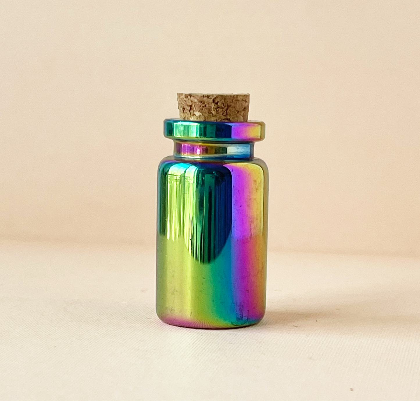 Miniature apothecary bottles in iridescent - set of 6