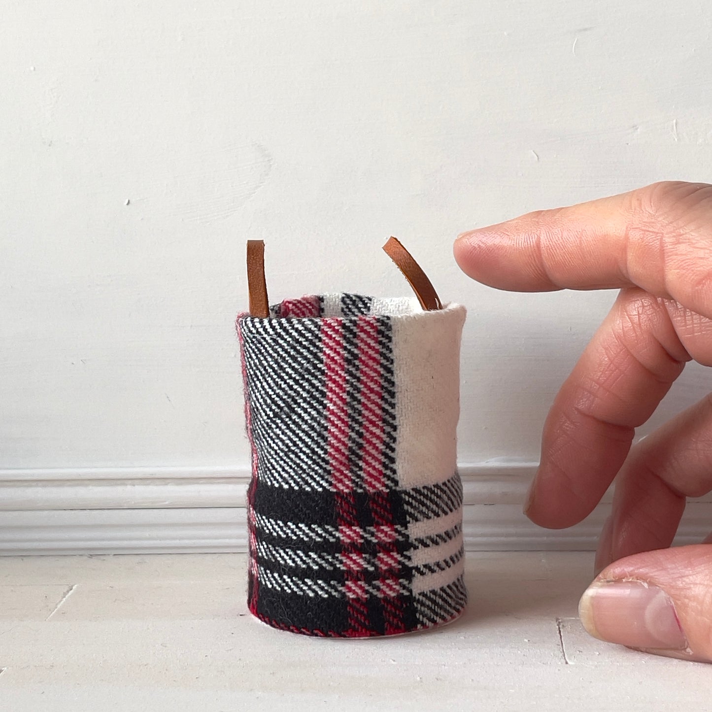 Plaid woven blanket basket