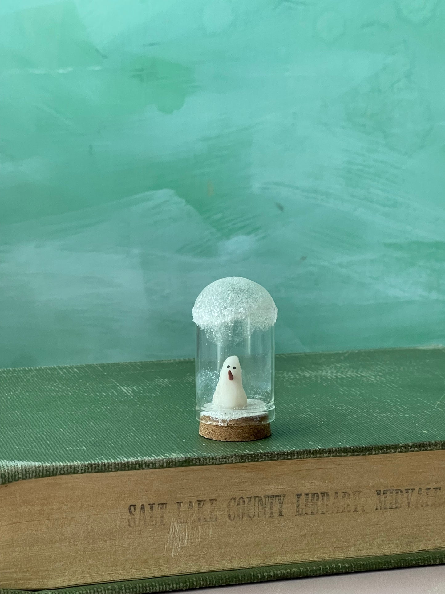 Ice Topped Snowman Ghost in Glass Cloche | Adopt-a-ghost