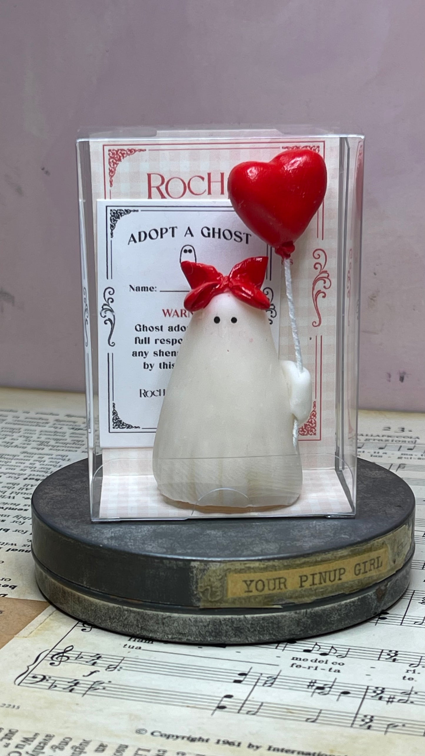Red Bow and Red Heart Balloon Ghost