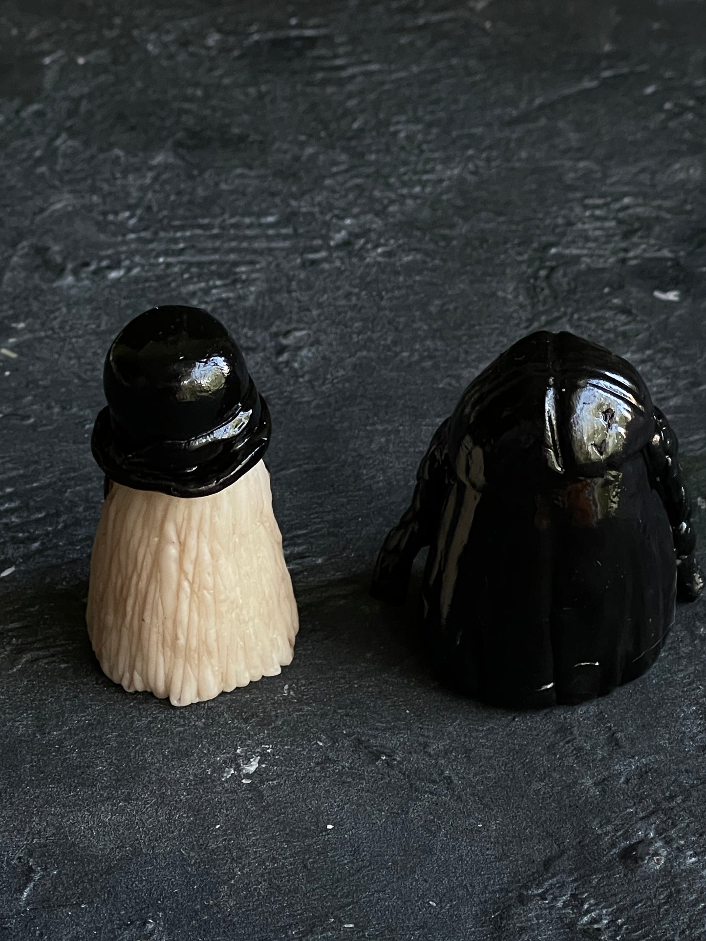 Cousin It and Wednesday Addams ghosties - 2" tall