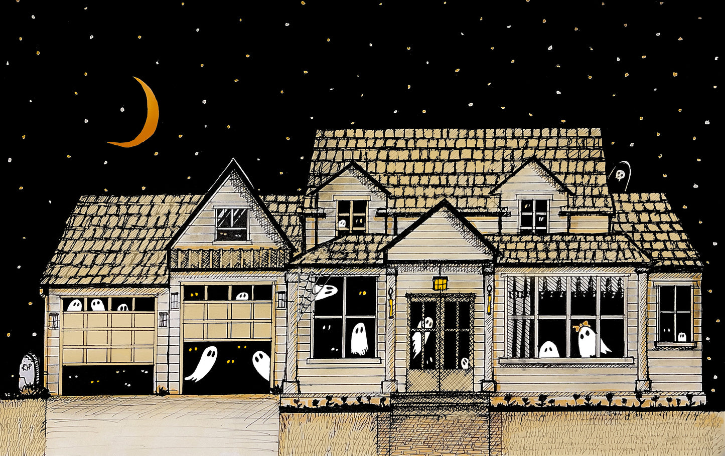 CUSTOM GHOST HOUSE ILLUSTRATION