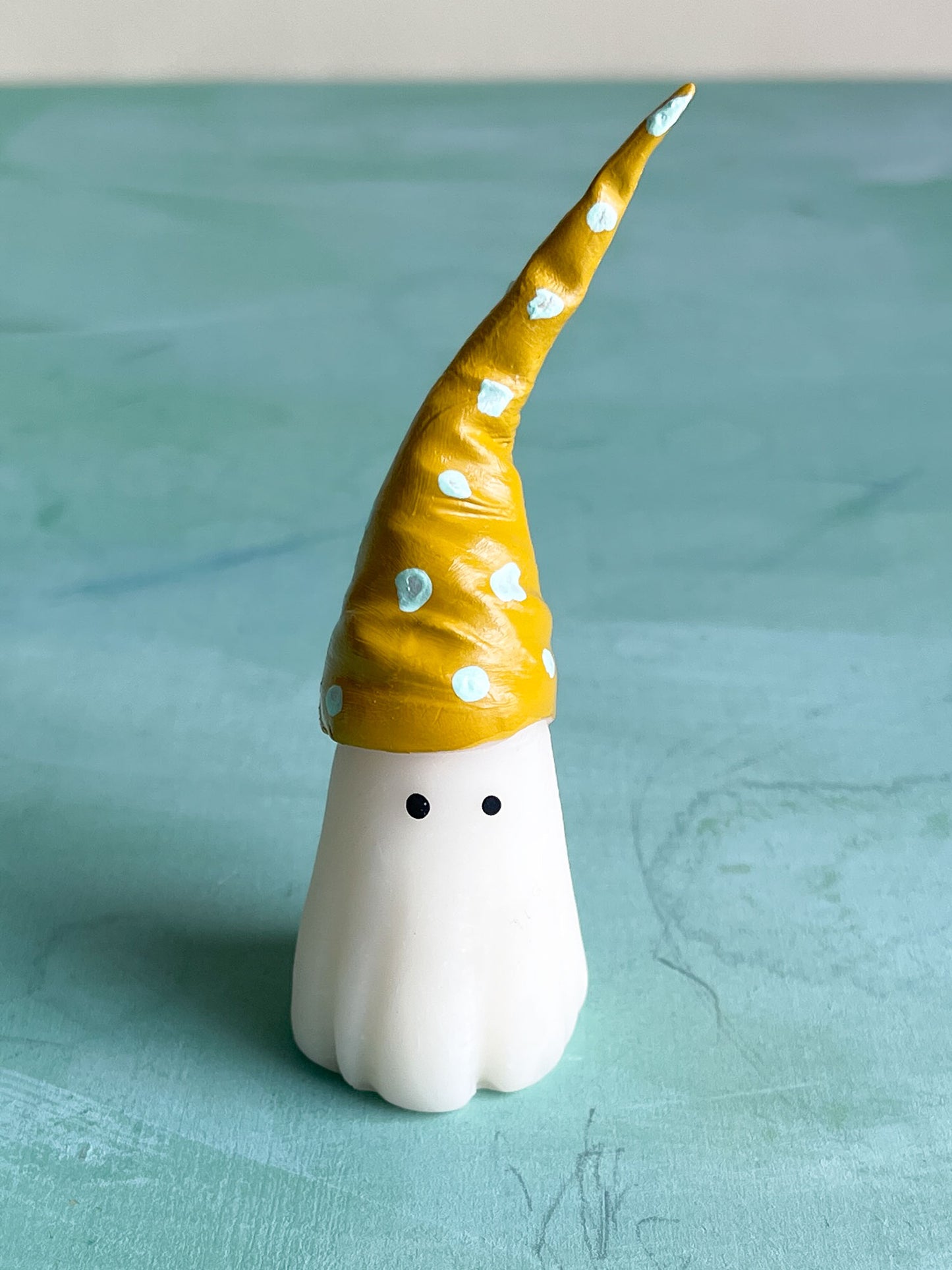Yellow and Mint Polka Dot Cap Ghost
