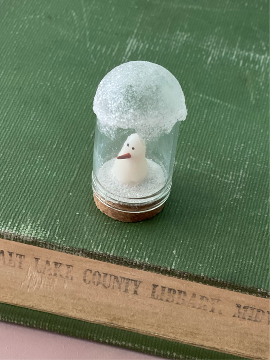 Ice Topped Snowman Ghost in Glass Cloche | Adopt-a-ghost