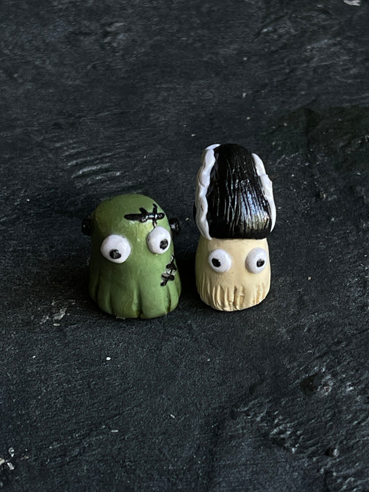 Frankenstein and his Bride Ghosties |  1" tall